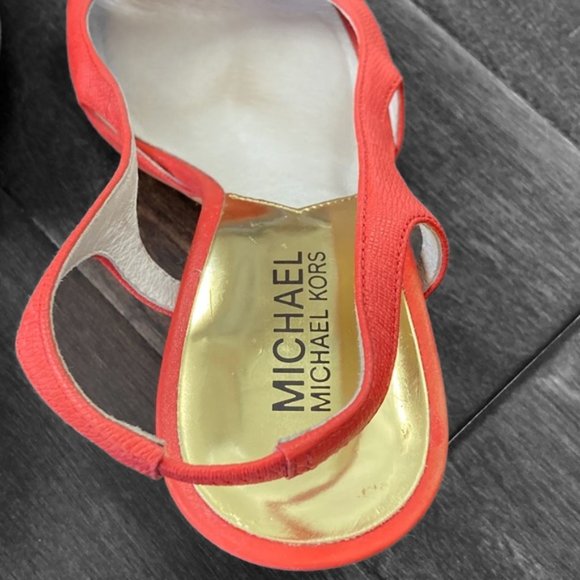 Michael Kors Hot Red Sandals Leather Heels Size 6 - Picture 11 of 14